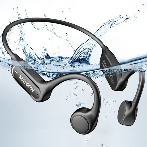 Mankiw맨큐 IPX8 방수 수영 골전도 이어폰 오픈 Swimming 내장 MP3모드 최신 블루투스 5.4, 블랙, 1