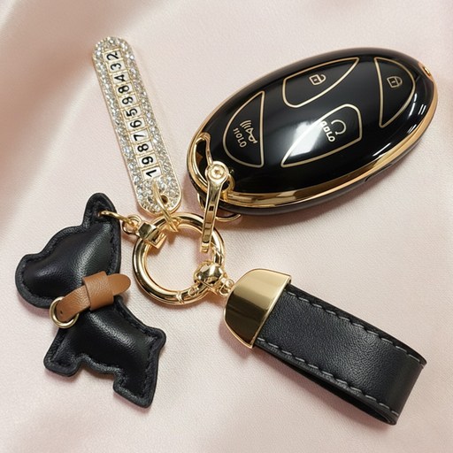 CIVILEE 현대자동차 호환  차키 케이스 TPU 자동차 키링  고급차키홀더번호판세트