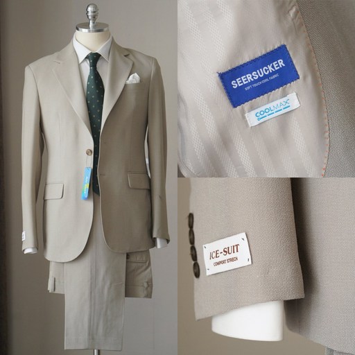 로얄 시어서커 정장세트 남자 아이스 에어쿨맥스 베이지 여름 수트셋업