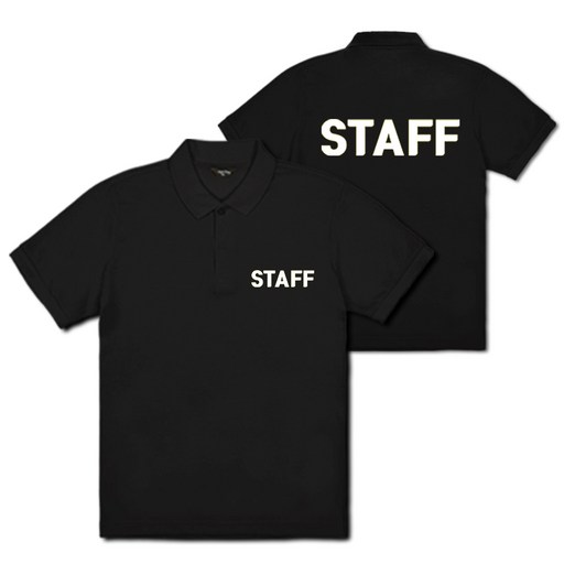 STAFF 프린팅 반팔 카라 티셔츠 스태프티 직원 가게 유니폼 (남녀공용,블랙,무료배송)