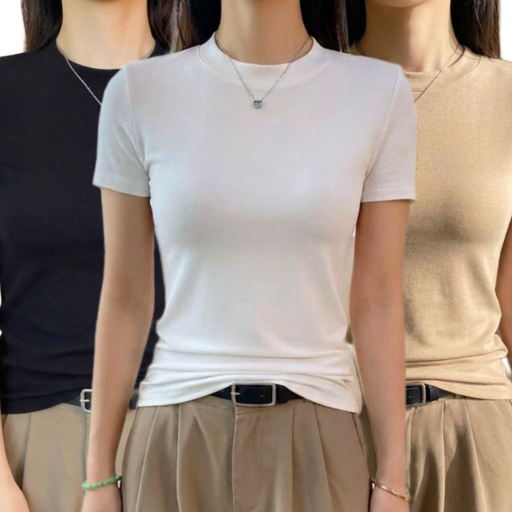 코코유니 여성 이너티 여성 반팔티 무지 흰색 티셔츠 3P