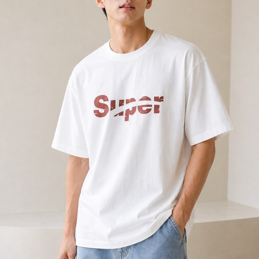 베이뮤 남성 순면 오버핏 빅사이즈 반팔티