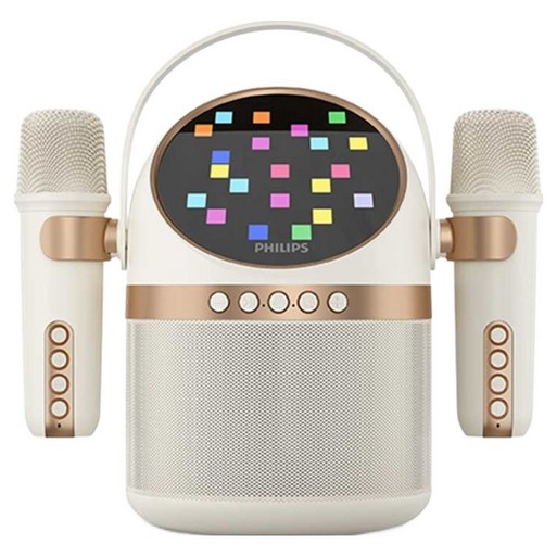 필립스 휴대용 LED 블루투스 노래방 스피커 화이트  마이크 2p 세트, TAS2509