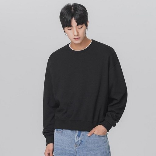 앨빈클로 남성용 레귤러핏 세미 크롭 맨투맨 MAR314