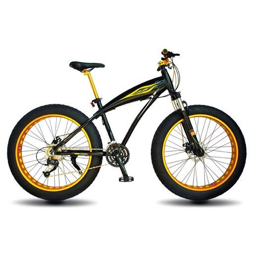 국내배송지멘스 팻바이크 레전드 26X4.0광폭 SHIMANO 27단 원터치 디스크 돌고래스타일 알루미늄차체, 블랙골드, 1개