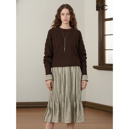 이앤씨 나염 주름 원피스 ENOW33901V