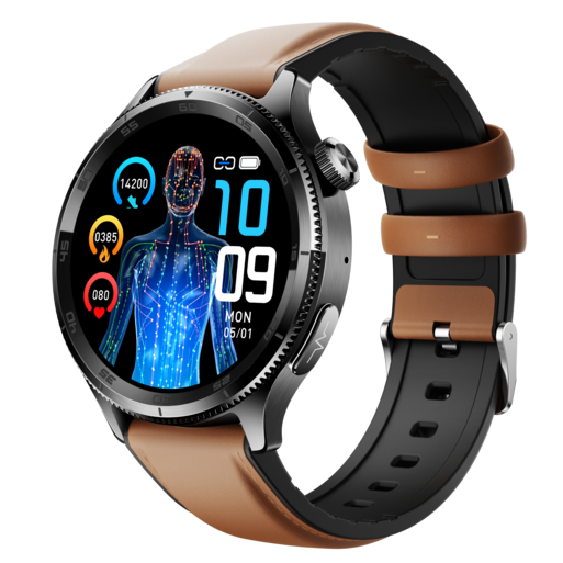 Aolon Pulse 스마트워치 AMOLED 고화질 대형 스크린 한국어 버전, 블루투스, 4.77cm, 검정색
