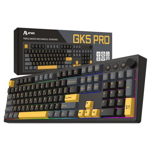 에이투 풀배열 게이밍 유무선 키보드 오테뮤 그레이축, 블랙골드, GK5 PRO, 제조사축