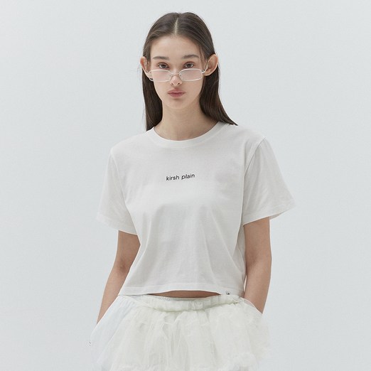 키르시 여성용 플레인 워딩 포인트 티셔츠