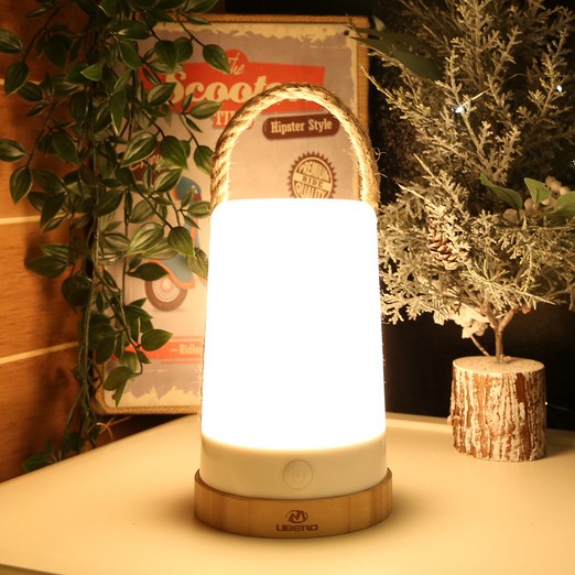 LIBERO 파로 감성 캠핑 LED 랜턴, 화이트  우드, 1개