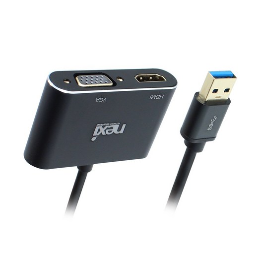 넥시 USB 3.0 to HDMI VGA 멀티 컨버터, 1개, NEXI NXU30HDVNX897