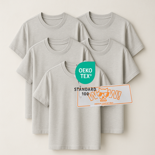 와우코지 5장 면티 30수 무지 라운드 오코텍스 빅사이즈 반팔 티셔츠 남녀공용