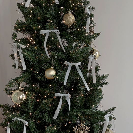 포포샵  크리스마스 트리 고급 리본 오너먼트 100 수제, 10개입