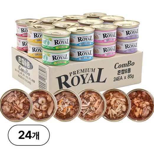 프리미엄 로얄 고양이 캔, 혼합맛, 85g, 24개