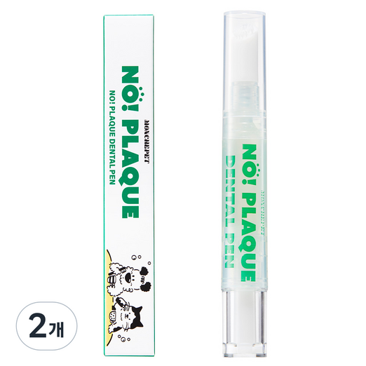 사선형몽세펫 프리미엄 양치펜 칫솔 치석입냄새제거 치약강아지 고양이 겸용, 2개, 5g