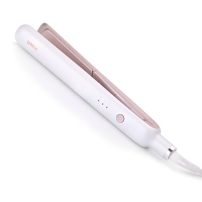 유닉스 세라믹 C컬 웨이브 볼륨 스타일러 판 고데기, 화이트  핑크, UCIA4120