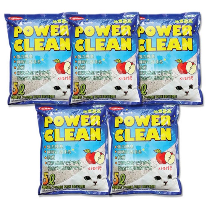 캣마루 파워크린 고양이모래, 5L, 5개, 사과향