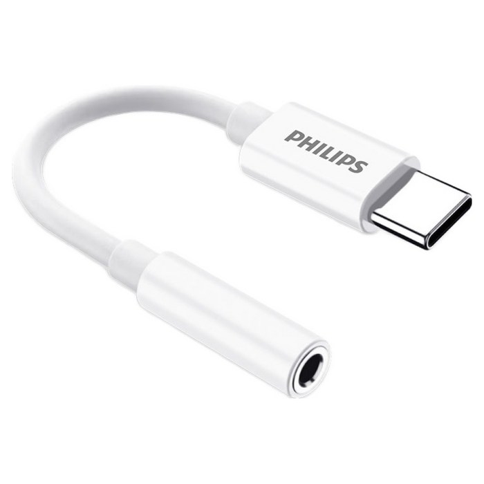 필립스 고해상도 USB C타입 to 3.5mm 이어폰 마이크 연결 젠더, 1개, 화이트, 11cm