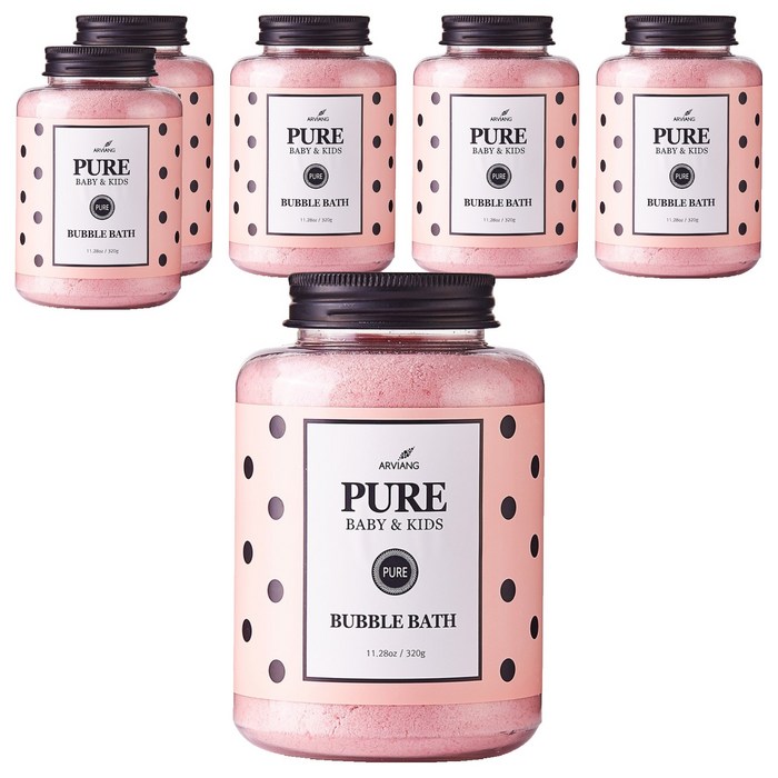 아르비앙 유아용 퓨어 버블바스 거품입욕제 보들보들 스윗로즈, 320g, 6개