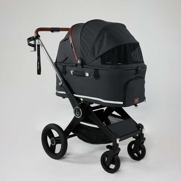 낫쏘빅 반려동물 파트라슈3 캐리어 분리형 유모차  레인커버  컵홀더  숄더스트랩 세트, 딥블랙, 1세트