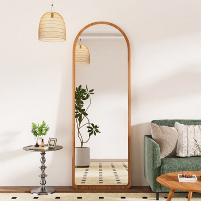 데보코 아치형 원목 스탠드 전신거울 40 x 155 cm, 연브라운