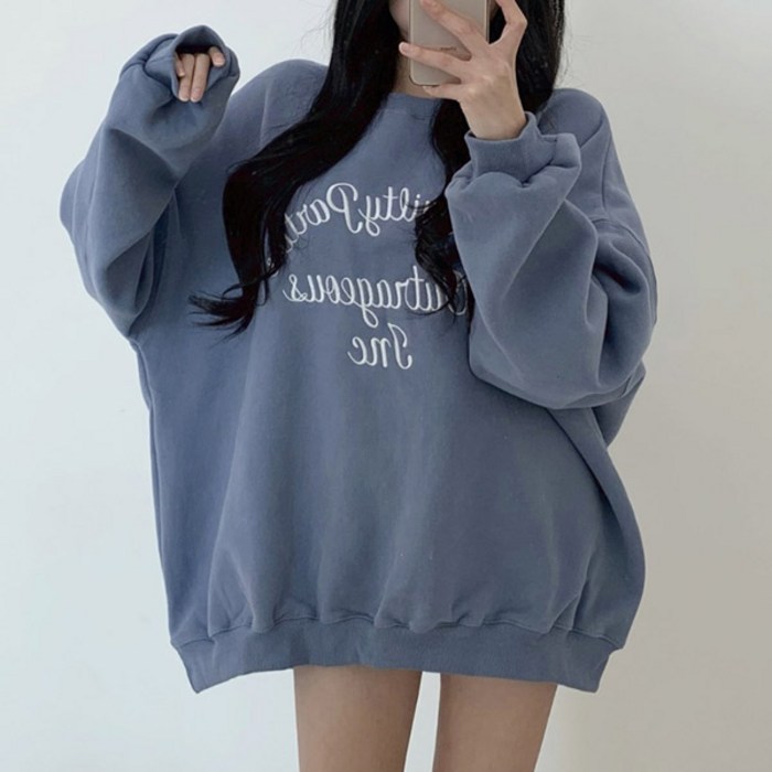 마이쏭 여성 빅사이즈 기모맨투맨 겨울긴팔티 제이엔자수오버핏맨투맨양기모