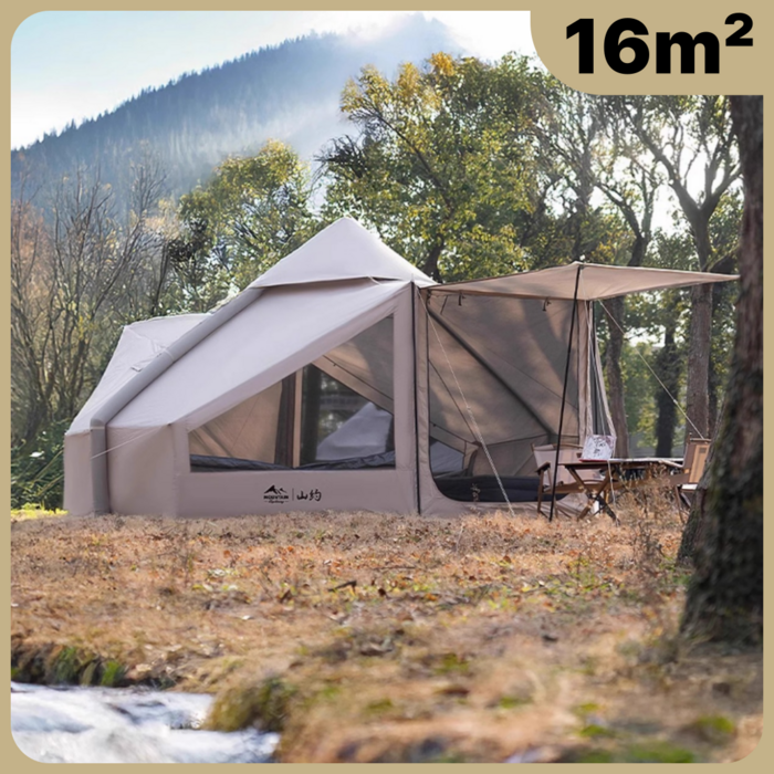 캠벨로 대형 에어텐트 원터치 그늘막 돔텐트 옥타곤 캠핑 자동 모기장 이너 경량 여름 사계절, 58인용, 카키색