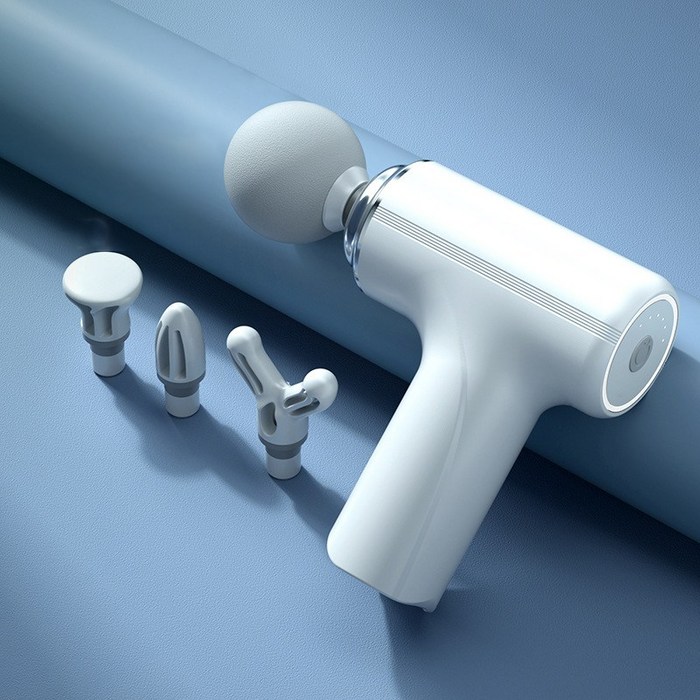 클래식 미니 무선 자동 마사지건 6단 속도조절 헤드 4종  전용 C타입 충전 케이블