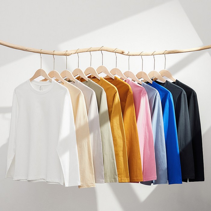 남녀공용 면 30수 100 코마사 긴팔 무지 티셔츠