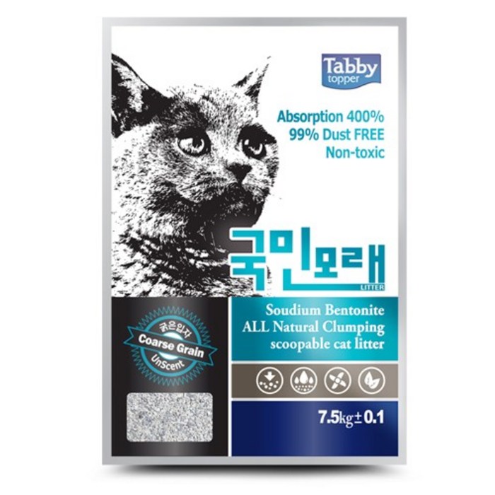 테비 국민모래 굵은입자 [무향] 7.5kg X 2개 고양이모래