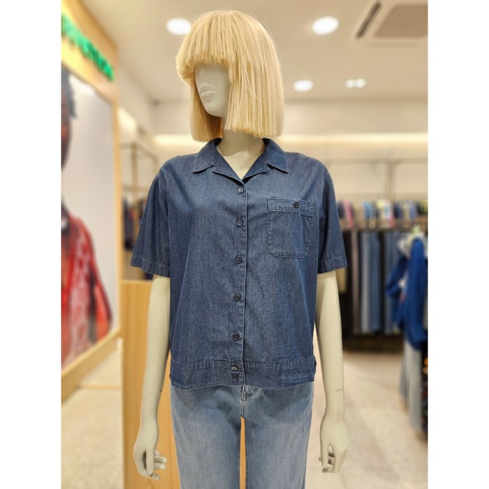 베네통 셔츠형 데님 블라우스 BABL93431