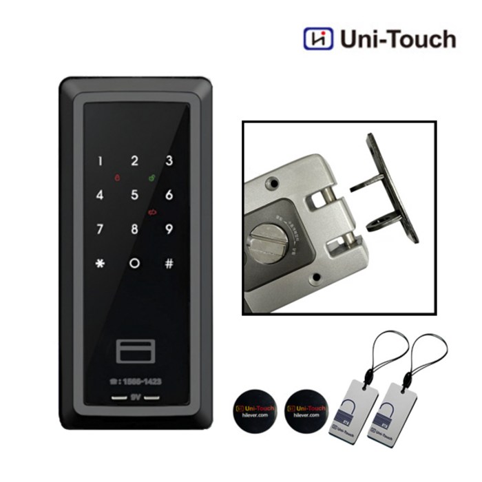 미닫이 도어락 후크도어락 후크형 슬라이딩도어 학교, 병원 교무실 미닫이문 카드키4개 유니터치 SKBC71HK  키, SKBC71HK 자가설치, 고객직접설치