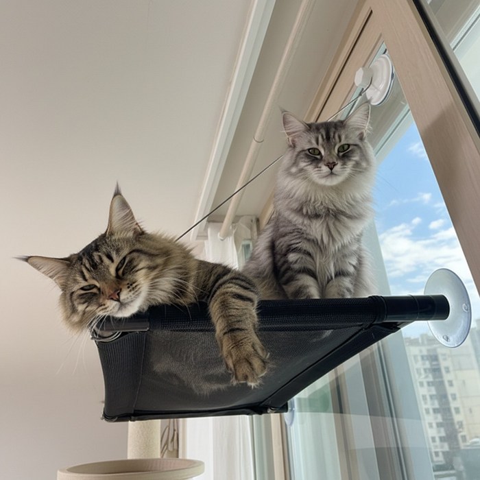 푸키 고양이 강력 흡착형 메쉬 창문 해먹 윈도우 해먹