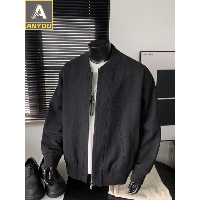 ANYOU 베이직 남성 바람막이 재킷 야구 스타일 캐주얼 자켓 아우터