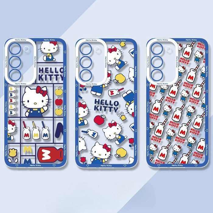 갤럭시 키티폰케이스 투명 갤럭시S25 울트라 케이스 블루 키티 S23 풀커버