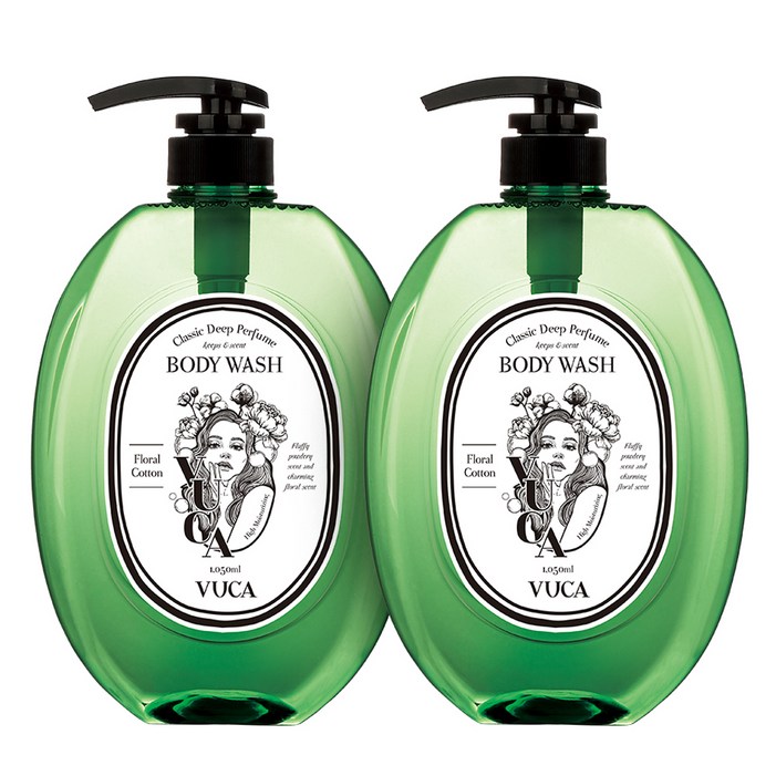 뷰카 클래식 딥 퍼퓸 바디워시 플로럴코튼향, 1050ml, 2개