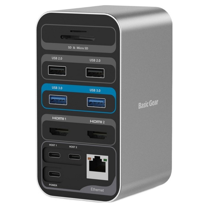 베이직기어 15 in 2 맥북 전용 듀얼모니터 C타입 멀티허브 도킹스테이션