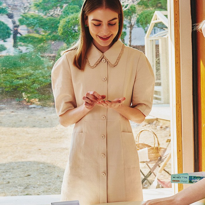 올리브데올리브 여성용 탈부착 프릴 카라 원피스