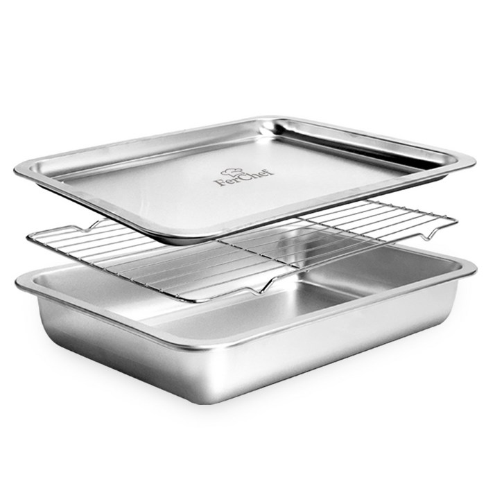 페르쉐프 올스텐 사각 밧드 세트, 1세트, 깊은형 트레이  얕은형 트레이  레스팅 그릴