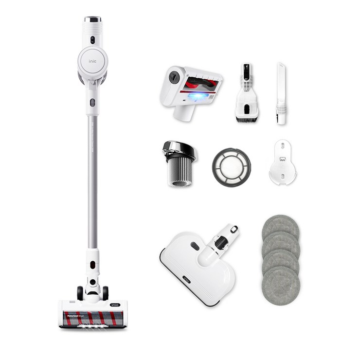 아이닉 차이슨 무선청소기 i20 Elite  UV헤드브러시  UV침구브러시  필터  물걸레 키트, i20 Elite, 화이트