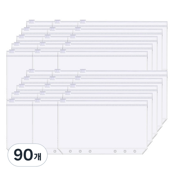 마다꾸미 다이어리 지퍼백 속지 투명, 90개, 1매