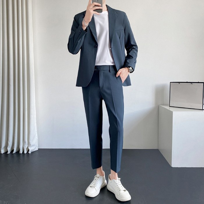 남성용 인피어스 비즈니스 캐주얼 수트 자켓  긴바지 세트