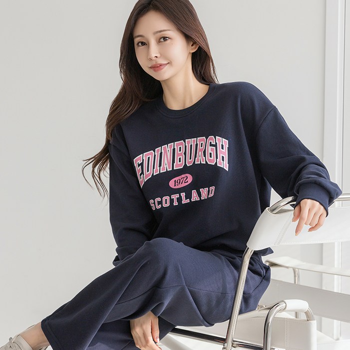 부루앤쥬디 G 레터링 맨투맨 와이드 팬츠 세트 ORCST501D