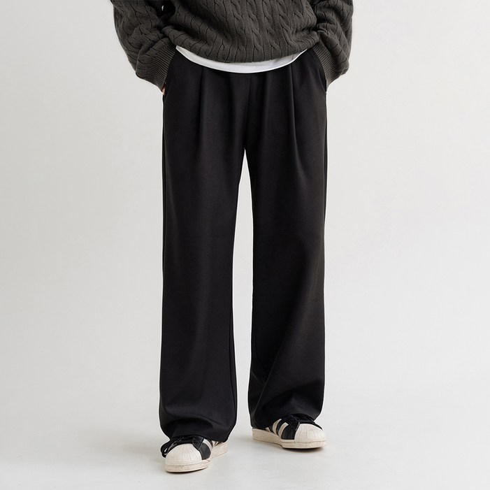 제타 남성용 프리미엄 원턱 와이드 밴딩 슬랙스 바지