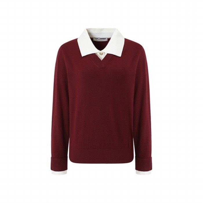 공식 더틸버리 원 버튼 칼라 배색 풀오버 니트 TRCM1PO51W