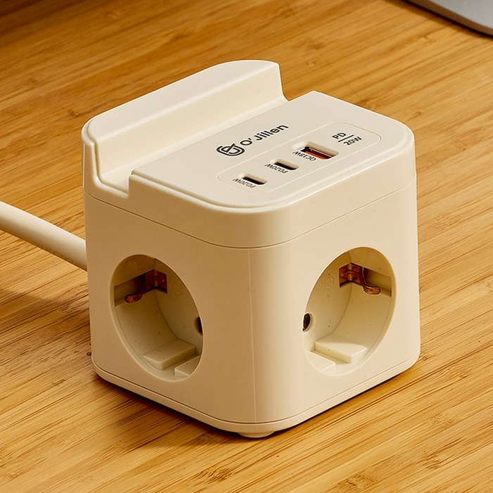 오지렌 고속충전 고용량 거치대 큐브 멀티탭, 1개, 크림PD20W