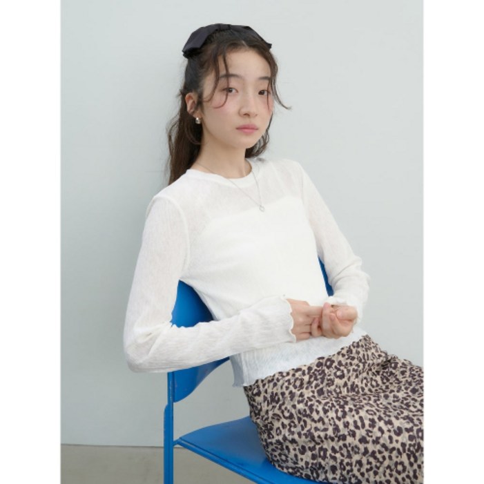 [국내매장정품] 에잇세컨즈 8SECONDS 플리츠 긴소매 티셔츠 화이트 325841LY11 171037