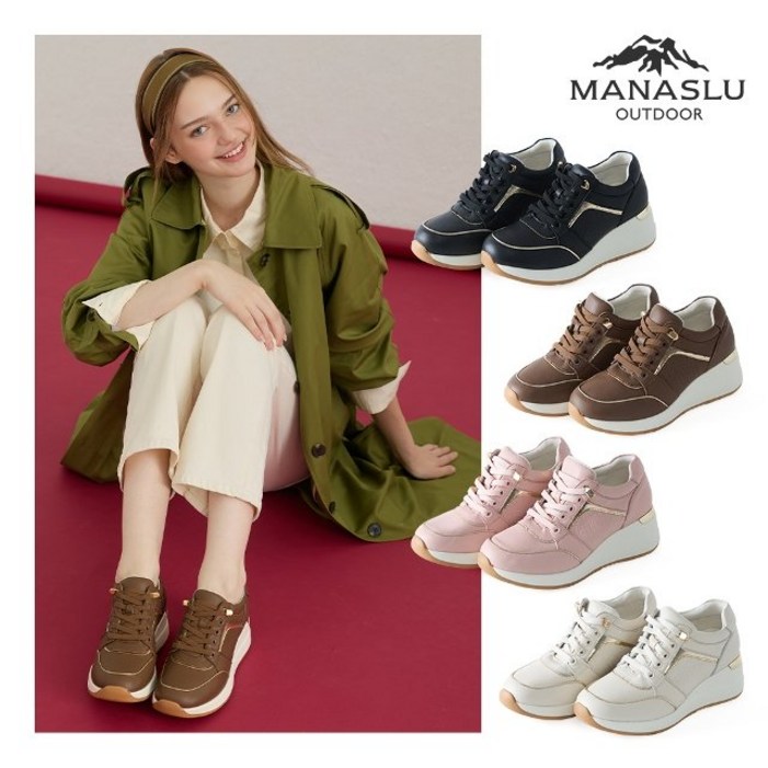 쇼핑엔티 7cm 키높이 마나슬루 양가죽 글램힐 스니커즈