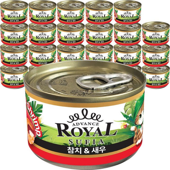 어드밴스 로얄 수피아 5종 170g x 96개입 고양이 캔 길냥이 통조림 간식, 170g, 96개, 새우