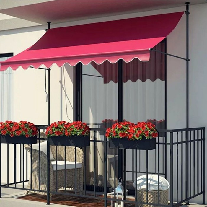 테라스 가림막 접이식 비막이 무타공 출입구 어닝